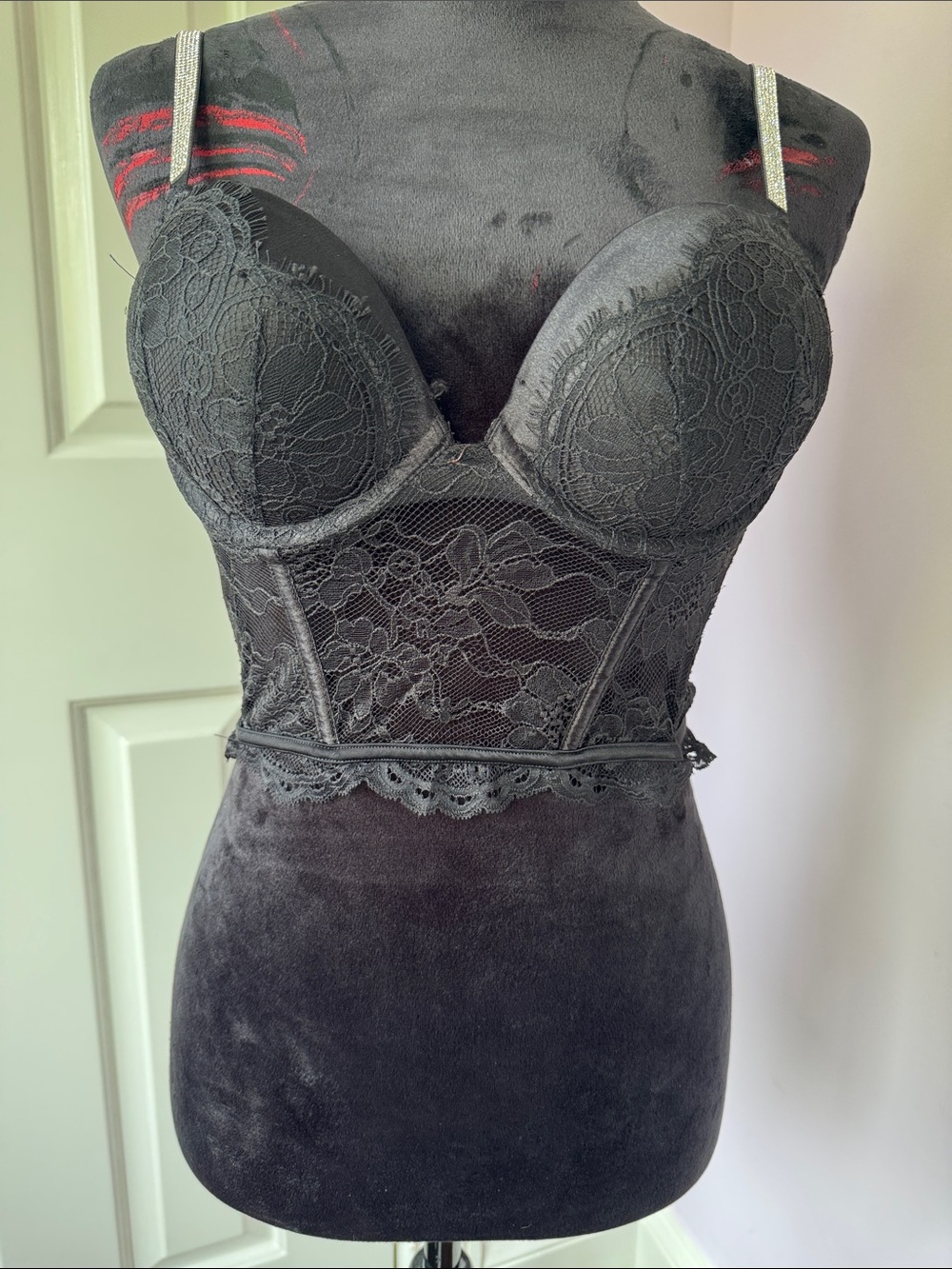 Victoria's Secret Black Lace Longline Bustier Bra